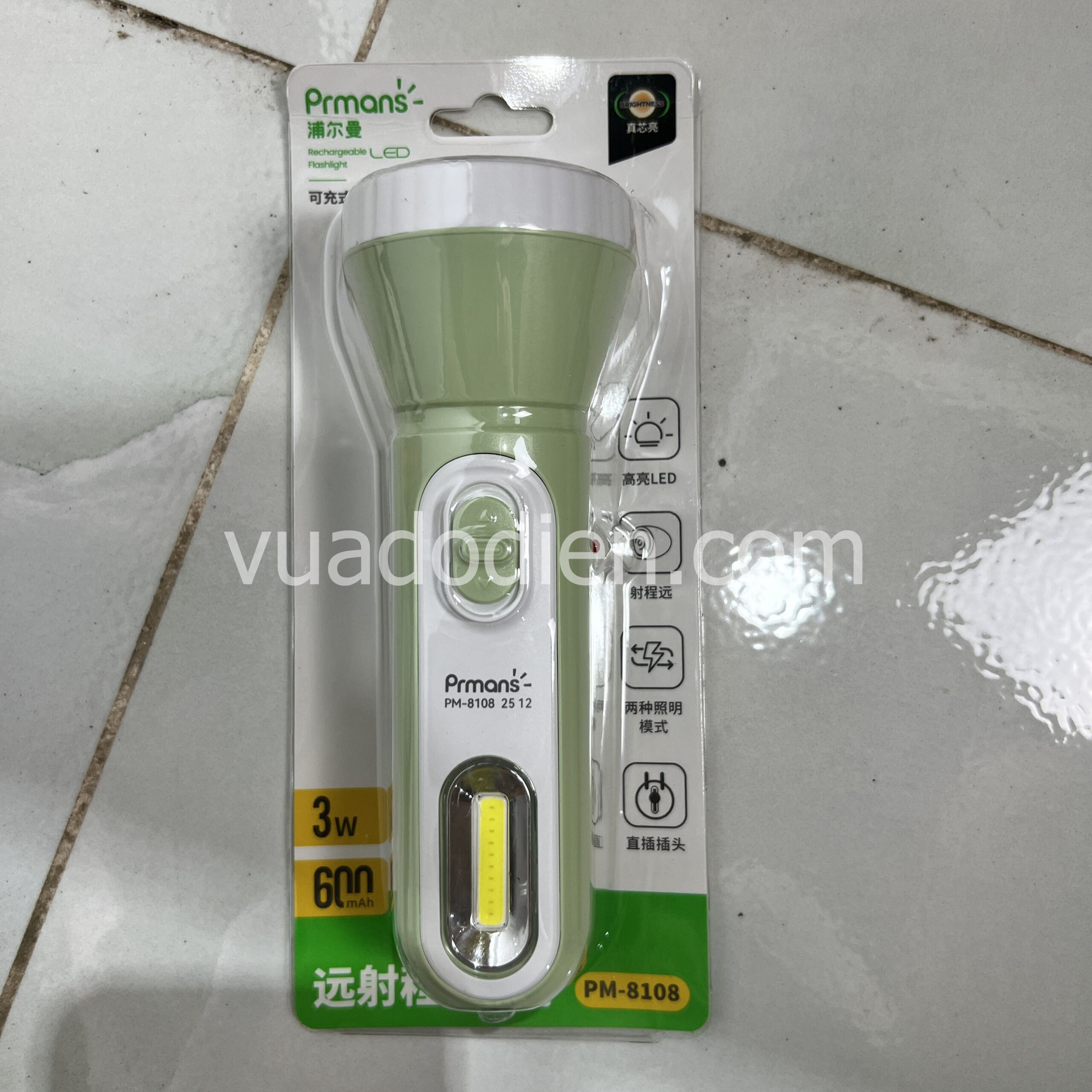 Đèn pin cầm tay siêu sáng PM-8108 2 bóng đa năng 3W-2W 600mAh